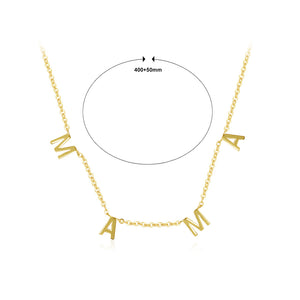 925 Sterling Silver Plated Gold Fashion Simple Alphabet Mama Necklace