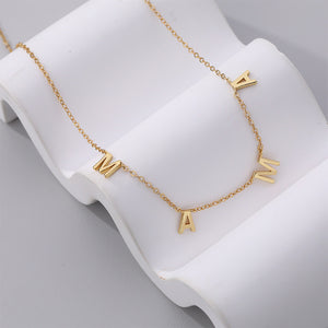 925 Sterling Silver Plated Gold Fashion Simple Alphabet Mama Necklace