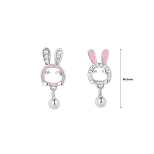 925 Sterling Silver Simple Cute Rabbit Stud Earrings with Cubic Zirconia