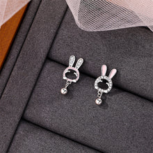 Load image into Gallery viewer, 925 Sterling Silver Simple Cute Rabbit Stud Earrings with Cubic Zirconia