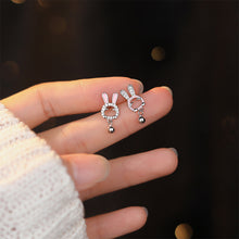 Load image into Gallery viewer, 925 Sterling Silver Simple Cute Rabbit Stud Earrings with Cubic Zirconia