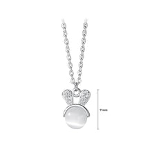 Load image into Gallery viewer, 925 Sterling Silver Simple Cute Rabbit Imitation Cats Eye Pendant with Cubic Zirconia and Necklace