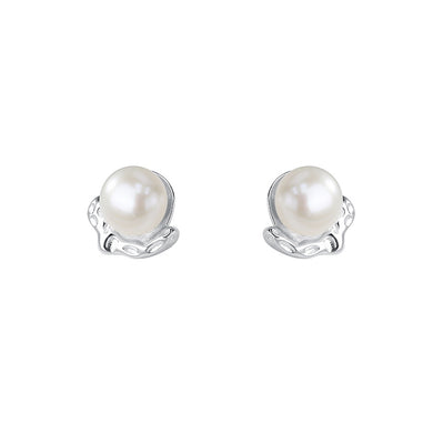925 Sterling Silver Fashion Simple Irregular Lava Texture Imitation Pearl Stud Earrings