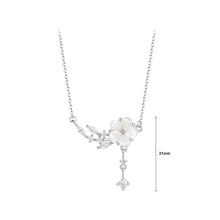 Load image into Gallery viewer, 925 Sterling Silver Fashion Temperament Shell Flower Pendant with Cubic Zirconia and Necklace