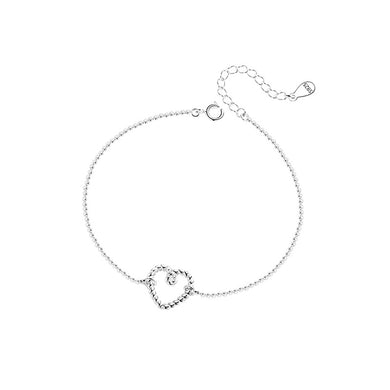 925 Sterling Silver Simple and Fashion Hollow Twist Heart-shaped Bracelet