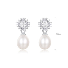 Load image into Gallery viewer, 925 Sterling Silver Simple Sweet Flower Imitation Pearl Earrings with Cubic Zirconia