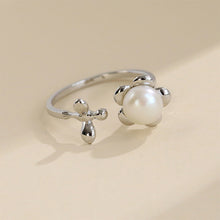 Load image into Gallery viewer, 925 Sterling Silver Fashion Simple Flower Freshwater Pearl Adjustable Open Ring