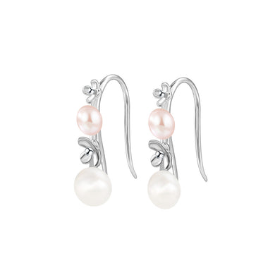 925 Sterling Silver Simple Temperament Flower Freshwater Pearl Earrings