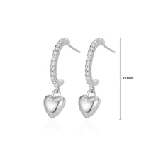Load image into Gallery viewer, 925 Sterling Silver Simple Cute Heart Shape Earrings with Cubic Zirconia