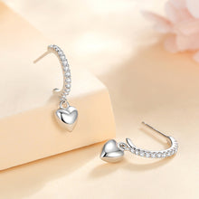 Load image into Gallery viewer, 925 Sterling Silver Simple Cute Heart Shape Earrings with Cubic Zirconia