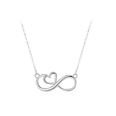 925 Sterling Silver Simple and Fashion Infinity Symbol Heart-shaped Pendant with Necklace