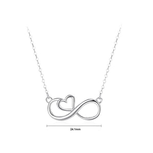925 Sterling Silver Simple and Fashion Infinity Symbol Heart-shaped Pendant with Necklace