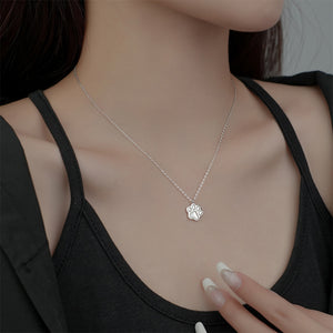 925 Sterling Silver Simple Cute Cat Claw Mother-of-pearl Pendant with Necklace