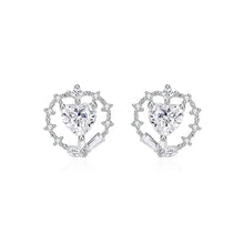 Load image into Gallery viewer, 925 Sterling Silver Fashion Simple Heart Shape Stud Earrings with Cubic Zirconia