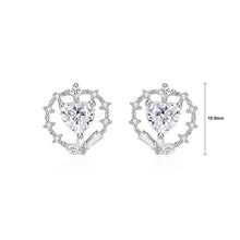 Load image into Gallery viewer, 925 Sterling Silver Fashion Simple Heart Shape Stud Earrings with Cubic Zirconia