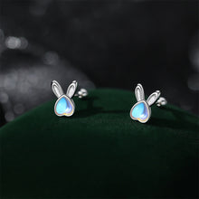 Load image into Gallery viewer, 925 Sterling Silver Simple Cute Rabbit Moonstone Stud Earrings