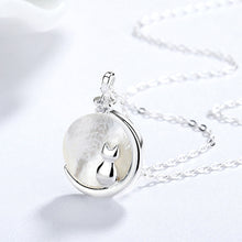 Load image into Gallery viewer, 925 Sterling Silver Simple Elegant Cat Moon Shell Pendant with Necklace