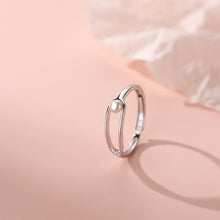 Load image into Gallery viewer, 925 Sterling Silver Simple Personalized Hollow Oval Imitation Pearl Geometric Adjustable Ring