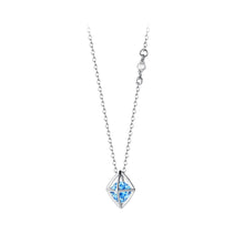 Load image into Gallery viewer, 925 Sterling Silver Fashion Simple Hollow Diamond Pendant with Blue Cubic Zirconia and Necklace