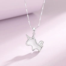 Load image into Gallery viewer, 925 Sterling Silver Fashion and Simple Cute White Jade Unicorn Pendant and Necklace
