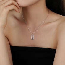 Load image into Gallery viewer, 925 Sterling Silver Fashion and Simple Geometric Pendant with Cubic Zirconia and Necklace