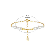 Load image into Gallery viewer, 925 Sterling Silver Plated Gold Fashion and Personality Baroque Style Freshwater Pearl Geometric Bracelet