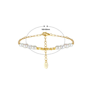 925 Sterling Silver Plated Gold Fashion and Personality Baroque Style Freshwater Pearl Geometric Bracelet