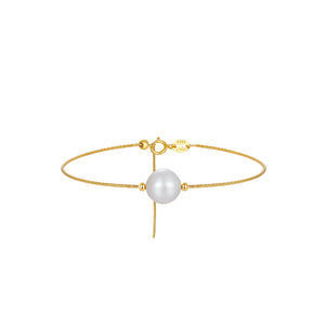 925 Sterling Silver Plated Gold Fashion and Simple Freshwater Pearl Bracelet