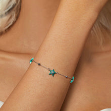 Load image into Gallery viewer, 925 Sterling Silver Fashion Designed Green Starfish Enamel Bracelet