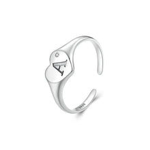 Load image into Gallery viewer, 925 Sterling Silver Fashion and Simple Alphabet A Heart-shaped Adjustable Open Ring