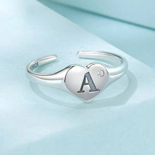 Load image into Gallery viewer, 925 Sterling Silver Fashion and Simple Alphabet A Heart-shaped Adjustable Open Ring