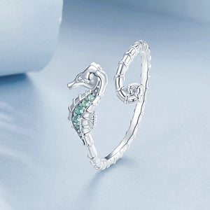925 Sterling Silver Fashion Personality Sea Horse Earrings with Cubic Zirconia