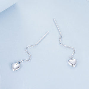 925 Sterling Silver Simple and Fashion Heart-shaped Tassel Earrings