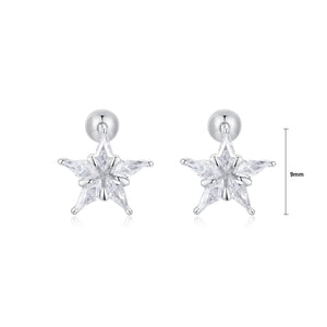 925 Sterling Silver Simple Brilliant Star Stud Earrings with Cubic Zirconia