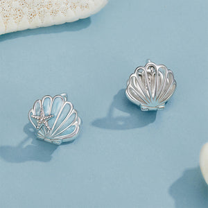 925 Sterling Silver Fashion and Creative Enamel Shell Starfish Earrings