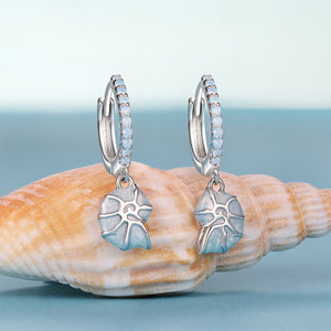 925 Sterling Silver Fashion Creative Enamel Conch Earrings with Cubic Zirconia