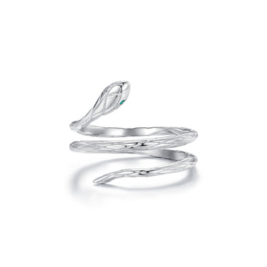 925 Sterling Silver Fashion Personality Snake-shaped Multi-layer Adjustable Open Ring with Cubic Zirconia
