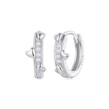 Load image into Gallery viewer, 925 Sterling Silver Sweet and Cute Heart Shape Geometric Hoop Earrings with Cubic Zirconia
