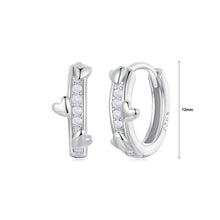 Load image into Gallery viewer, 925 Sterling Silver Sweet and Cute Heart Shape Geometric Hoop Earrings with Cubic Zirconia