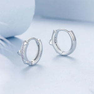 925 Sterling Silver Sweet and Cute Heart Shape Geometric Hoop Earrings with Cubic Zirconia