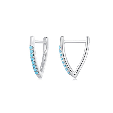 925 Sterling Silver Simple Personalized V-shaped Geometric Earrings with Cubic Zirconia