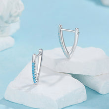 Load image into Gallery viewer, 925 Sterling Silver Simple Personalized V-shaped Geometric Earrings with Cubic Zirconia