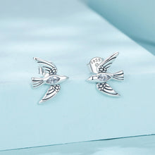 Load image into Gallery viewer, 925 Sterling Silver Fashion Temperament Bird Stud Earrings with Cubic Zirconia