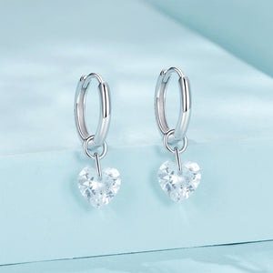925 Sterling Silver Simple Fashion Heart Shape Earrings with Cubic Zirconia
