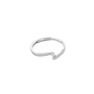 925 Sterling Silver Simple Personalized Wave Geometric Adjustable Ring