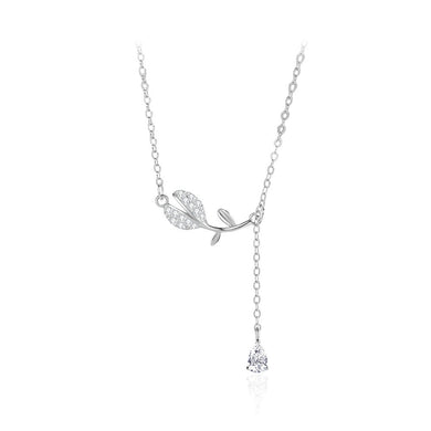 925 Sterling Silver Fashion and Elegant Tulip Tassel Pendant with Cubic Zirconia and Necklace