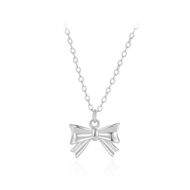 925 Sterling Silver Sweet and Cute Ribbon Pendant with Necklace
