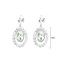 Load image into Gallery viewer, Oval Shape Earrings with Silver Austrian Element Crystals and very Light Green Crystal Glass