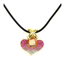 Load image into Gallery viewer, Elegant Orange Crystal Glass Pendant with Pink and Silver Austrian Element Crystals and Necklace