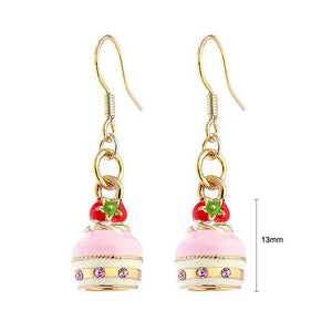 Glistering Strawberry Cake Earrings with Pink CZ